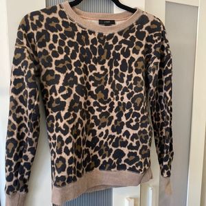 J Crew Leopard Brown Long Sleeve Sweatshirt
